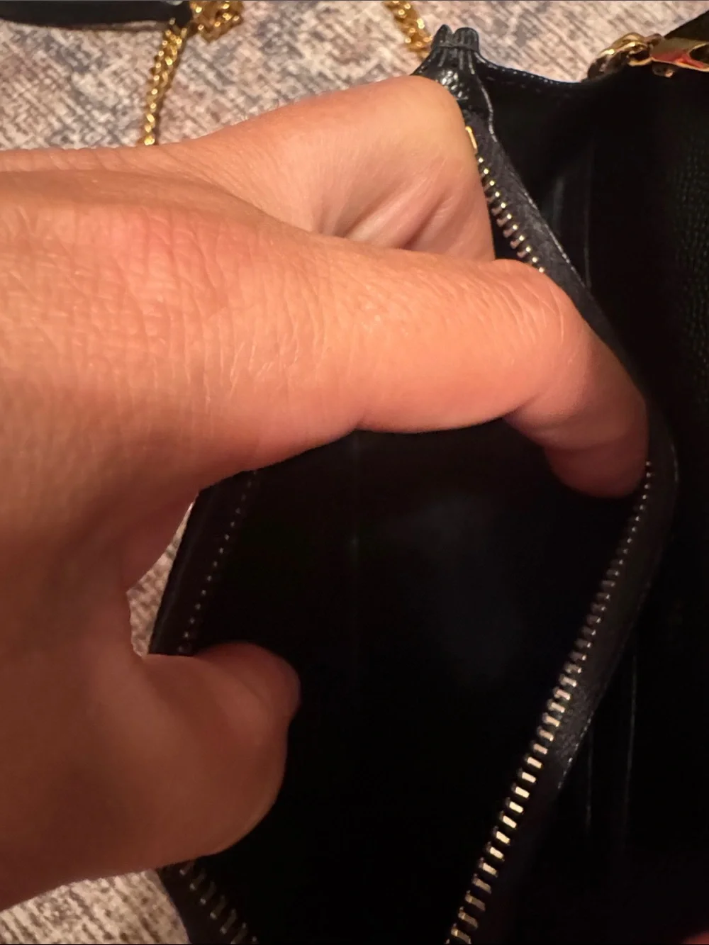 Saint Laurent Black Chevron Quilted Wallet Crossbody with Gold YSL